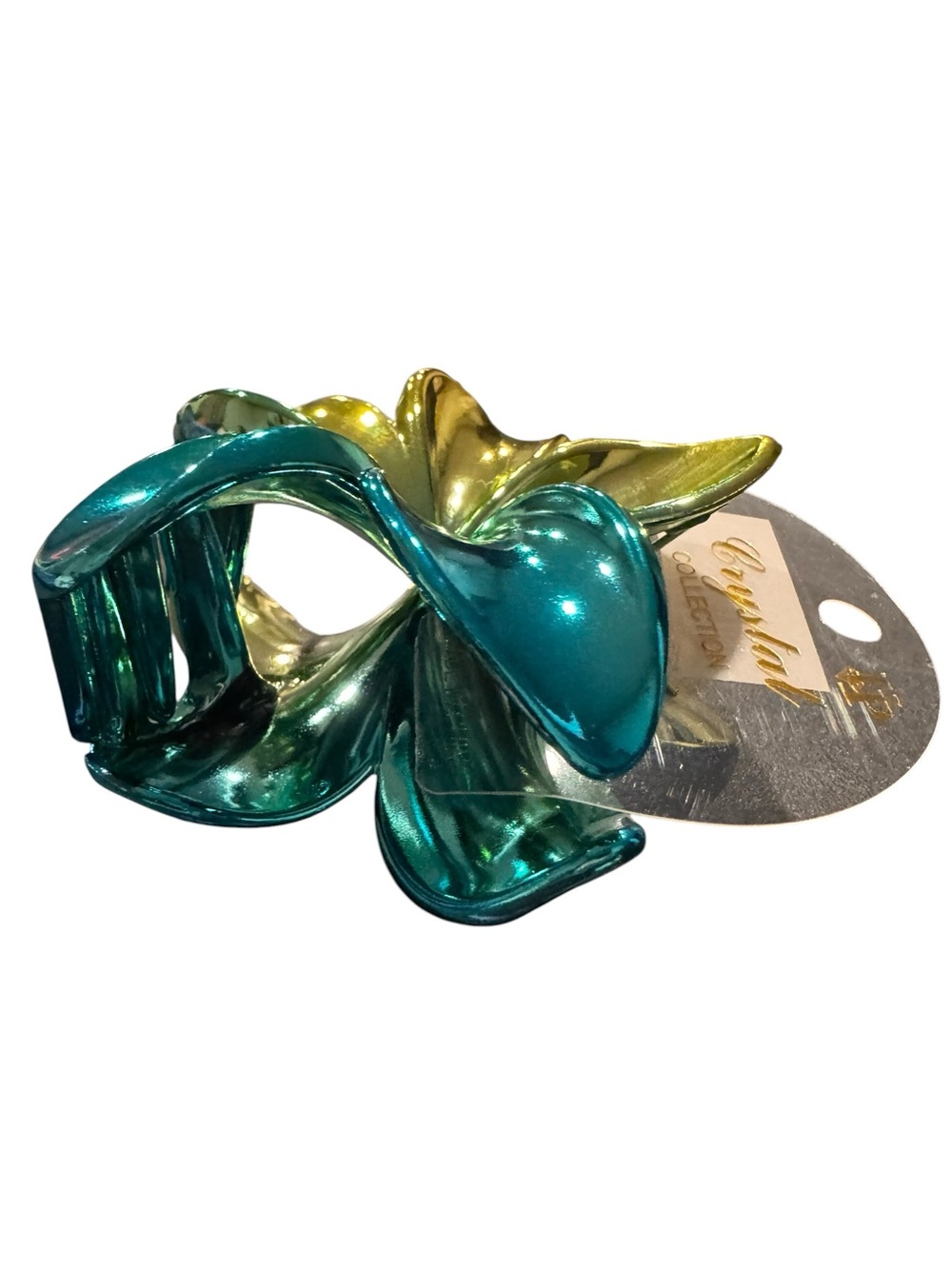 Green and Gold Flower hair clip - Picture 3 of 3